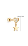 kosiner jewelry 14K Solid Gold Shining Star Pendant Ear Piercing Stud