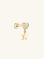 kosiner jewelry 14K Solid Gold Shining Star Pendant Ear Piercing Stud