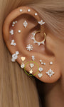 kosiner jewelry 14K Solid Gold Shining Star Pendant Ear Piercing Stud