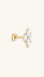 kosiner jewelry 14K Solid Gold Marquise Zircon Splicing Ear Piercing Stud