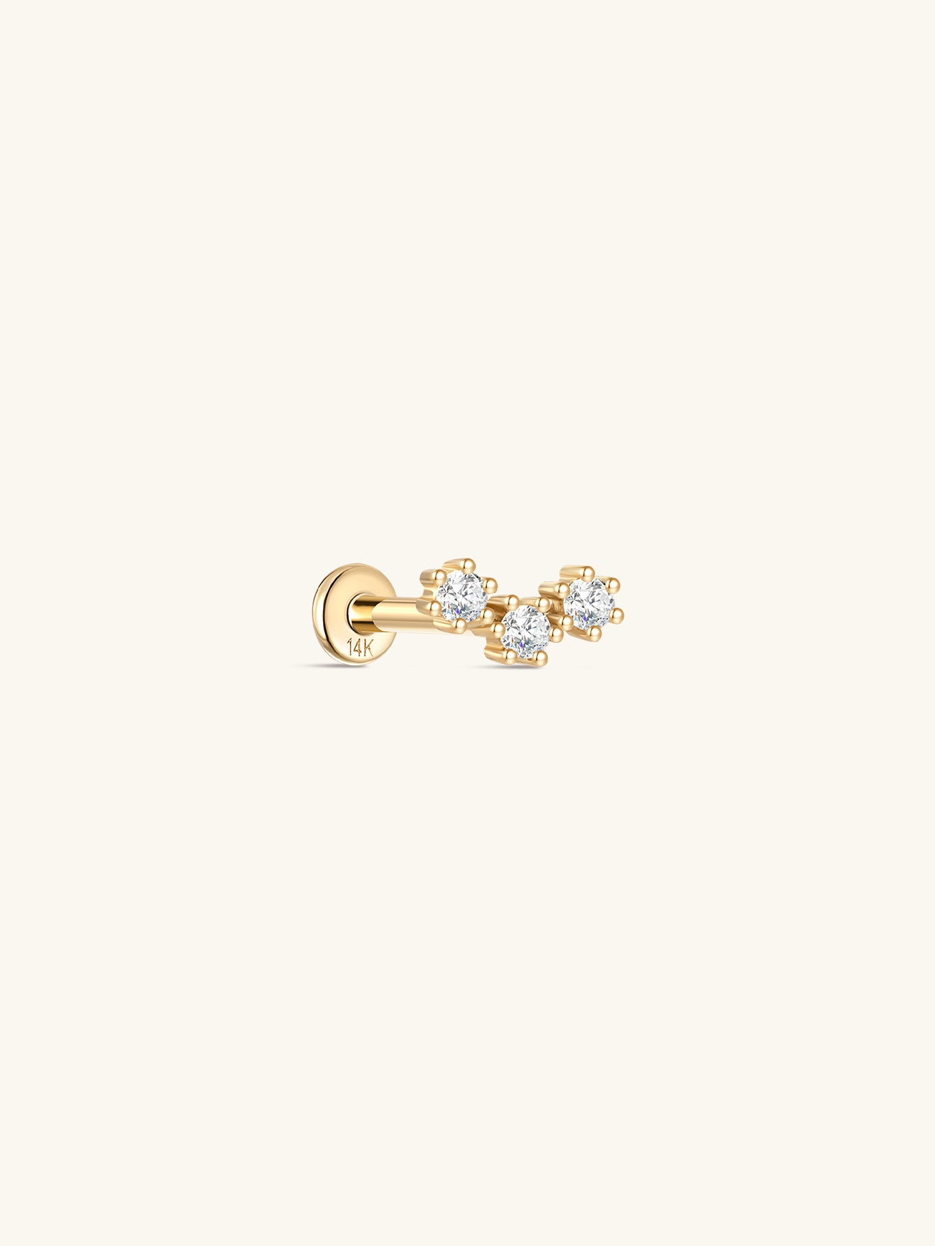 14K massief gouden Zirkoon Curve oorpiercing Stud