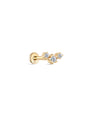 kosiner jewelry 14K Solid Gold Triple Star Ear Piercing Stud