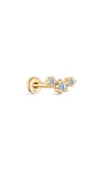 kosiner jewelry 14K Solid Gold Triple Star Ear Piercing Stud