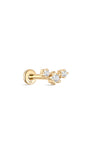 kosiner jewelry 14K Solid Gold Triple Star Ear Piercing Stud