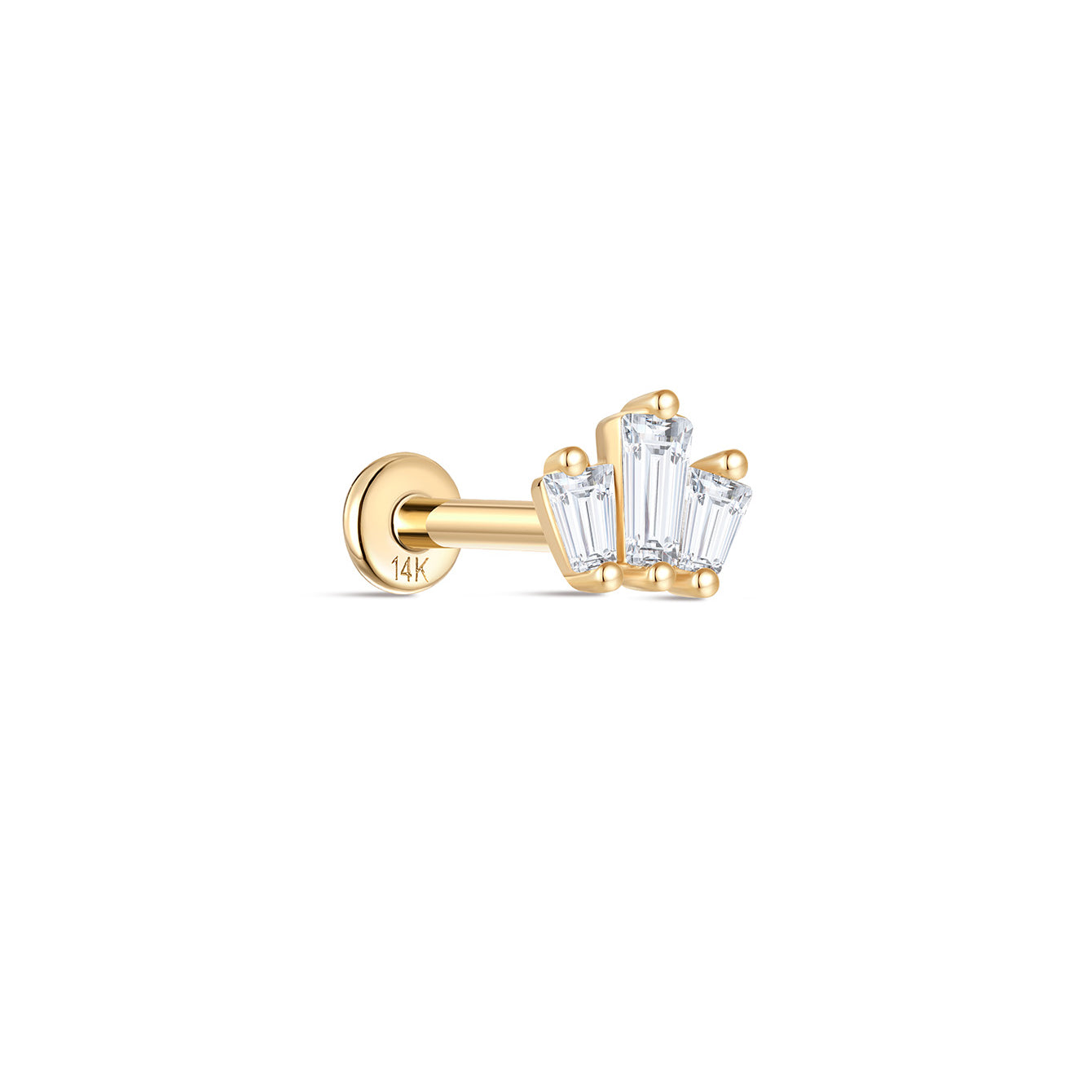 kosiner jewelry 14K Solid Gold Irregular Splicing Crown Ear Piercing Stud
