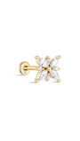 kosiner jewelry 14K Solid Gold Floral Ear Piercing Stud