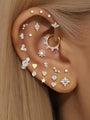 kosiner jewelry 14K Solid Gold Floral Ear Piercing Stud