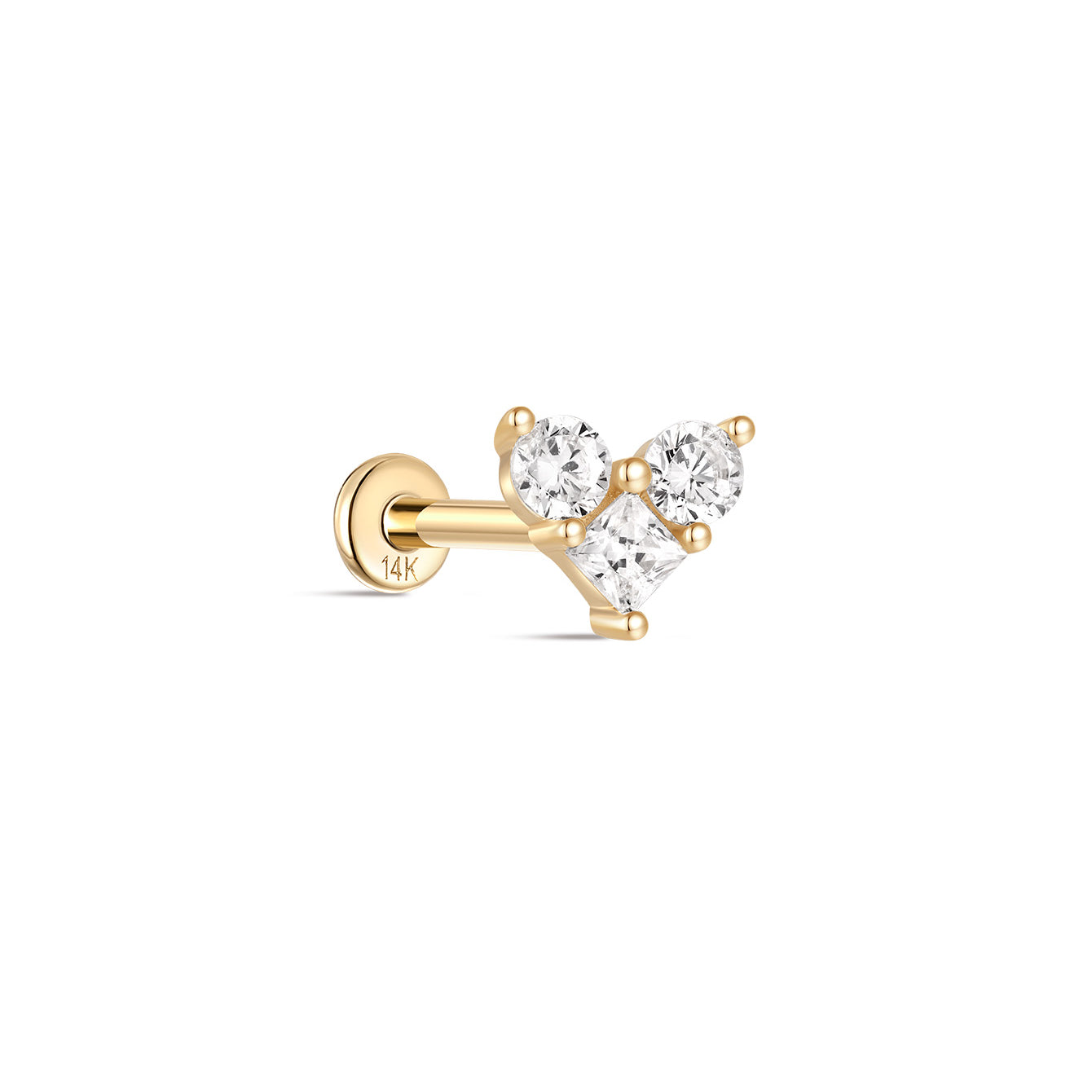 kosiner jewelry 14K Solid Gold Heartbeat Love Ear Piercing Stud