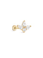kosiner jewelry 14K Solid Gold Water Drop Flower Ear Piercing Stud
