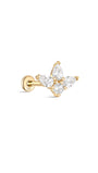 kosiner jewelry 14K Solid Gold Water Drop Flower Ear Piercing Stud