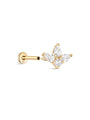 kosiner jewelry 14K Solid Gold Water Drop Flower Ear Piercing Stud