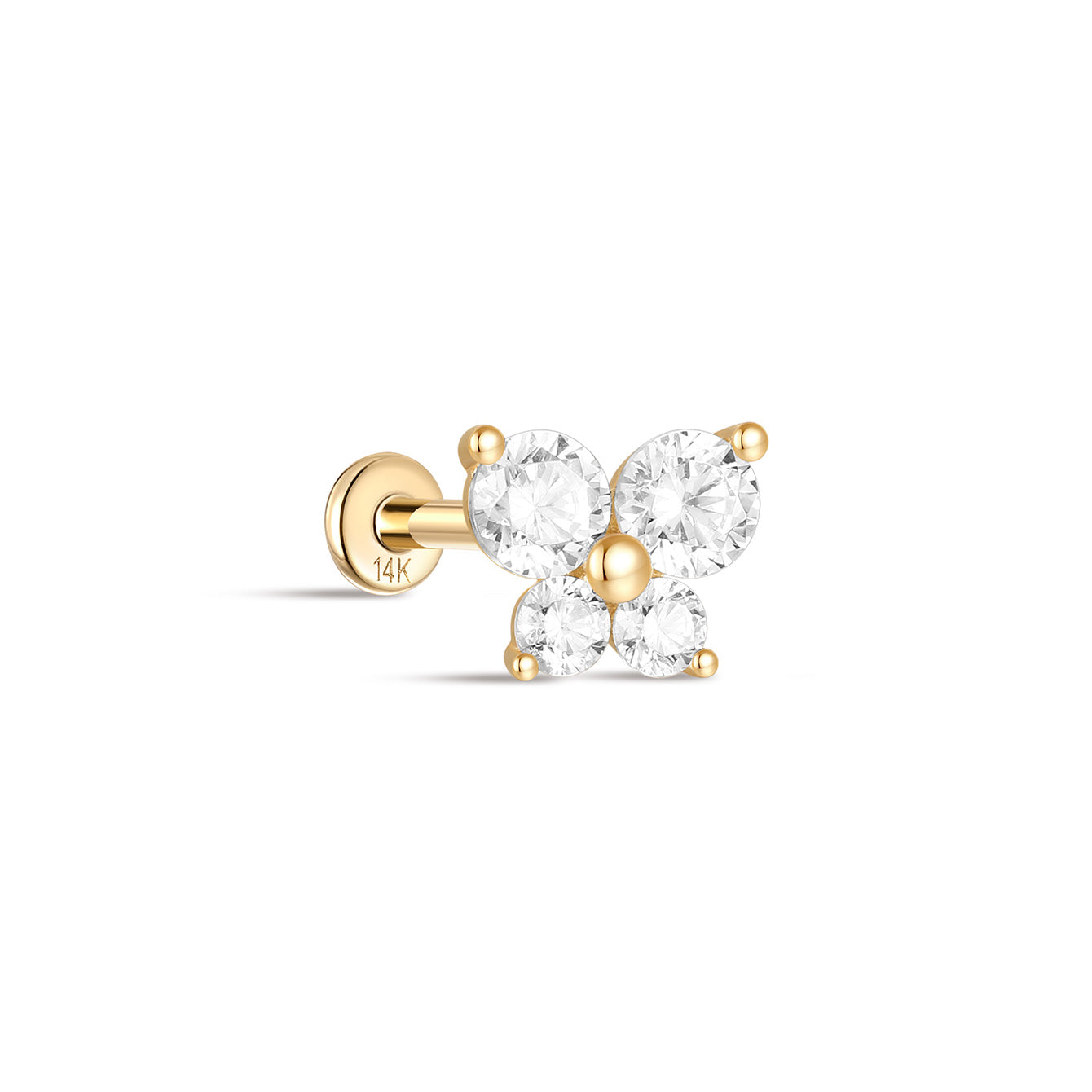 kosiner sieraden 14K massief gouden vlinderbloemen oorpiercing Stud