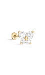 kosiner jewelry 14K Solid Gold Butterfly Flowers Ear Piercing Stud