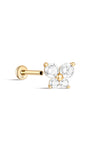 kosiner jewelry 14K Solid Gold Butterfly Flowers Ear Piercing Stud