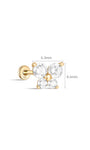 kosiner jewelry 14K Solid Gold Butterfly Flowers Ear Piercing Stud