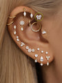 kosiner jewelry 14K Solid Gold Butterfly Flowers Ear Piercing Stud