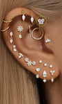 kosiner jewelry 14K Solid Gold Butterfly Flowers Ear Piercing Stud