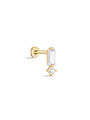 kosiner jewelry 14K Solid Gold Baguette Ear Piercing Stud