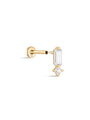 kosiner jewelry 14K Solid Gold Baguette Ear Piercing Stud