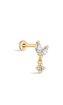 kosiner sieraden 14K massief gouden markiezin kwast hanger oor piercing stud
