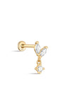 kosiner sieraden 14K massief gouden markiezin kwast hanger oor piercing stud