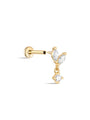 kosiner jewelry 14K Solid Gold Marquise Tassel Pendant Ear Piercing Stud