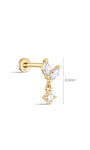 kosiner sieraden 14K massief gouden markiezin kwast hanger oor piercing stud