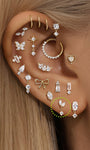 kosiner sieraden 14K massief gouden markiezin kwast hanger oor piercing stud