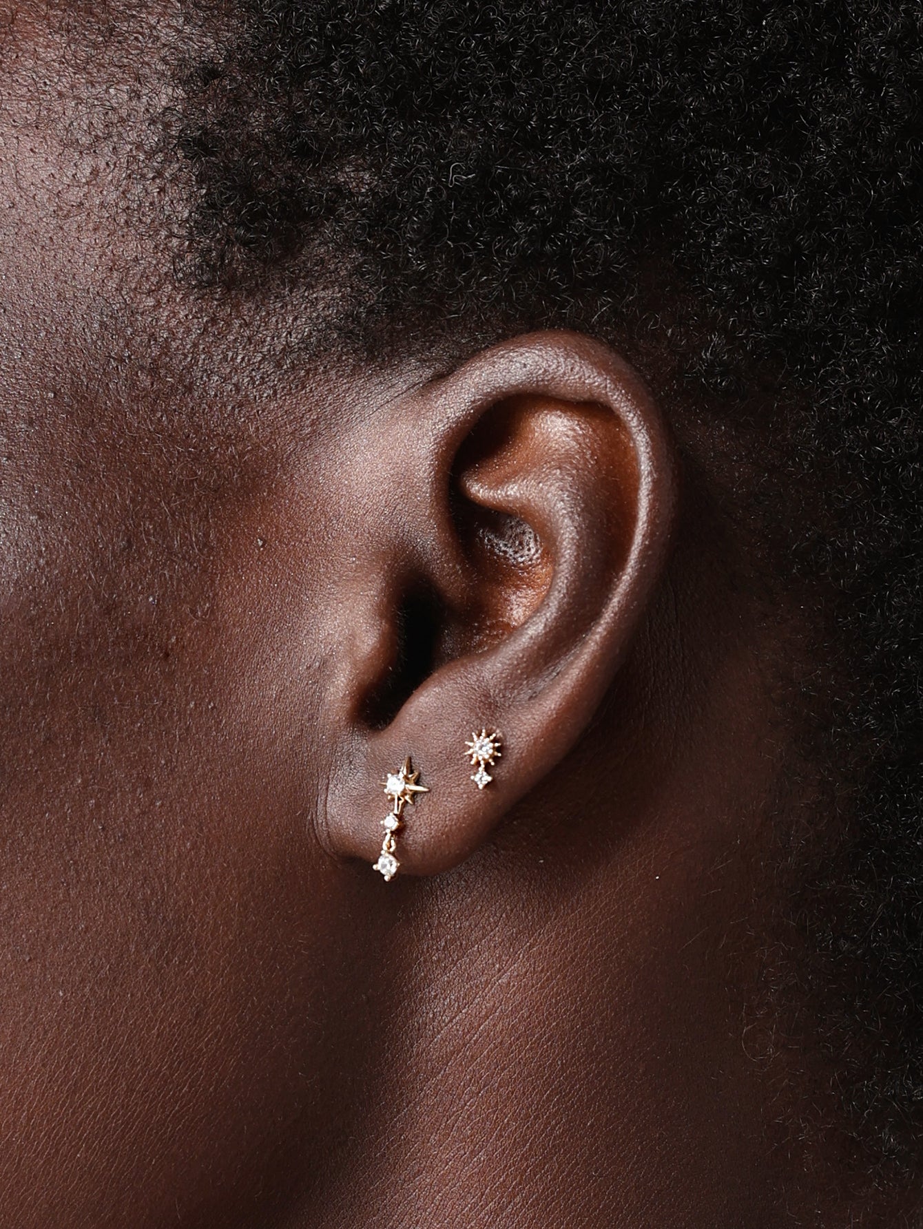 14K massief gouden zonlicht hanger oor piercing Stud