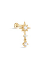 kosiner jewelry 14K Solid Gold Sunlight Pendant Ear Piercing Stud