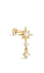 kosiner jewelry 14K Solid Gold Sunlight Pendant Ear Piercing Stud