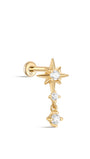 kosiner jewelry 14K Solid Gold Sunlight Pendant Ear Piercing Stud