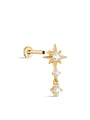 kosiner jewelry 14K Solid Gold Sunlight Pendant Ear Piercing Stud