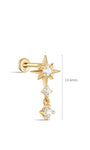 kosiner jewelry 14K Solid Gold Sunlight Pendant Ear Piercing Stud