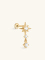 kosiner jewelry 14K Solid Gold Sunlight Pendant Ear Piercing Stud