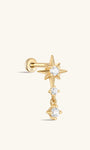 kosiner jewelry 14K Solid Gold Sunlight Pendant Ear Piercing Stud