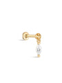 kosiner jewelry 14K Solid Gold Single Zircon Pendant Ear Piercing Stud
