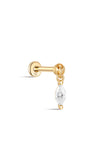 kosiner jewelry 14K Solid Gold Single Zircon Pendant Ear Piercing Stud