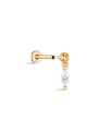 kosiner jewelry 14K Solid Gold Single Zircon Pendant Ear Piercing Stud