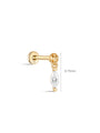 kosiner jewelry 14K Solid Gold Single Zircon Pendant Ear Piercing Stud