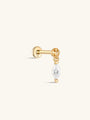 kosiner jewelry 14K Solid Gold Single Zircon Pendant Ear Piercing Stud