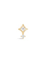 kosiner jewelry 14K Solid Gold Four - Pointed Star Zircon Ear Piercing Stud