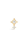 Kosiner Jewelry - Piercing para oreja de oro macizo de 14 quilates con estrella de cuatro puntas y circonita