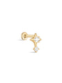 kosiner jewelry 14K Solid Gold Four - Pointed Star Zircon Ear Piercing Stud