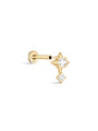 kosiner jewelry 14K Solid Gold Four - Pointed Star Zircon Ear Piercing Stud
