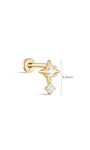 Kosiner Jewelry - Piercing para oreja de oro macizo de 14 quilates con estrella de cuatro puntas y circonita