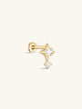kosiner jewelry 14K Solid Gold Four - Pointed Star Zircon Ear Piercing Stud