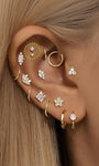 Kosiner Jewelry - Piercing para oreja de oro macizo de 14 quilates con estrella de cuatro puntas y circonita