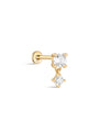 kosiner jewelry 14K Solid Gold Micro Zircon Pendant Ear Piercing Stud