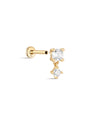 kosiner jewelry 14K Solid Gold Micro Zircon Pendant Ear Piercing Stud